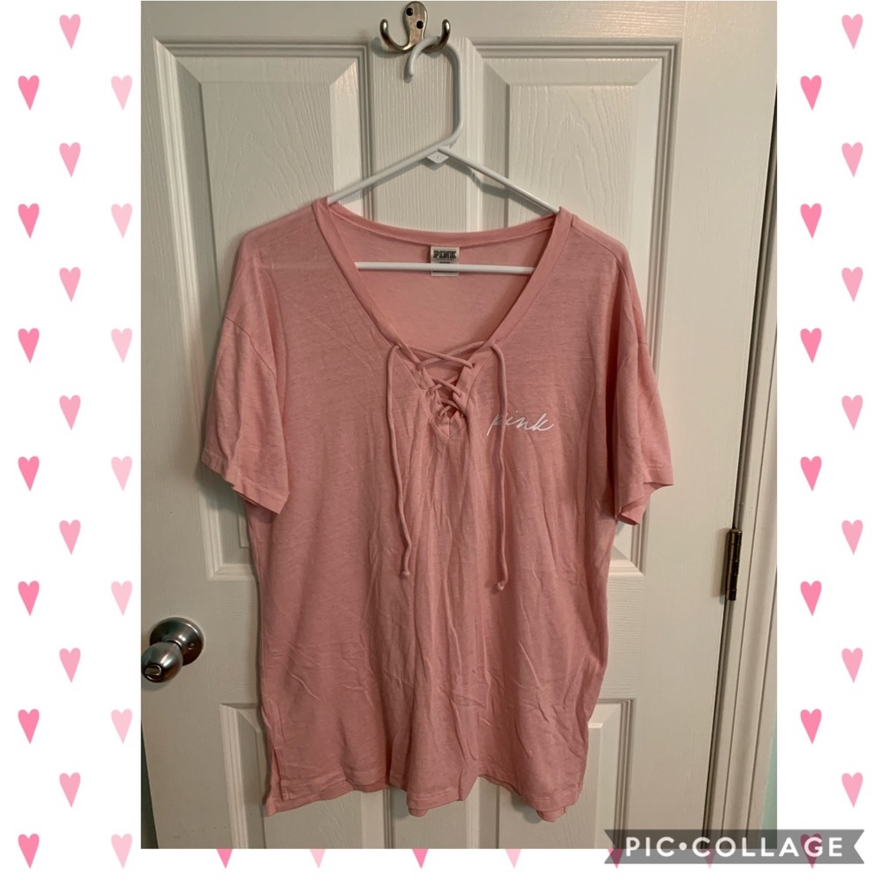 VS PINK Lace Up Tee